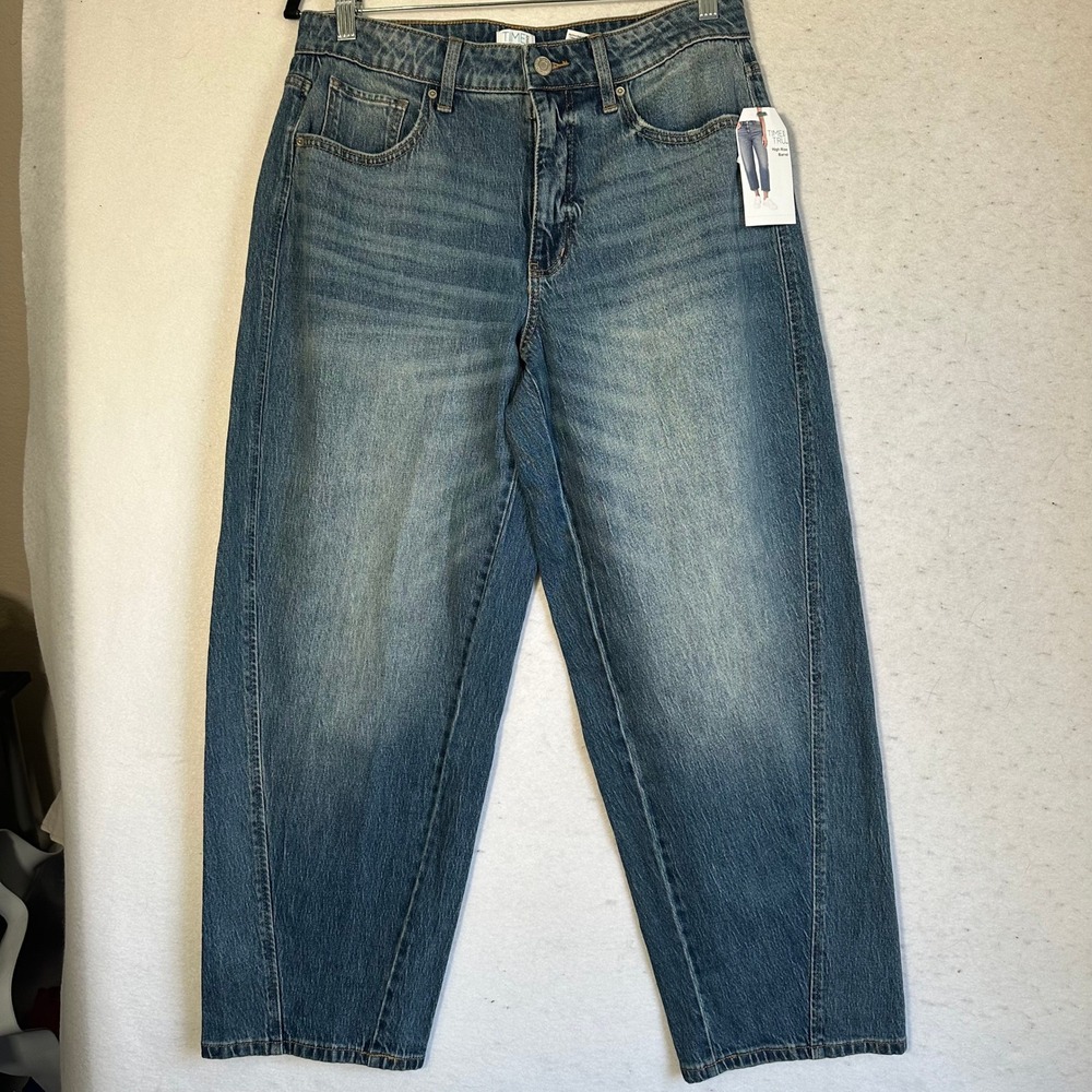 Time and Tru Womens High Rise Barrel Jeans Medium Wash Blue Size 12 NWT